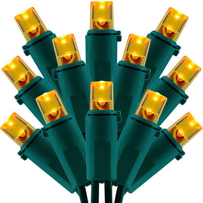 200 Count Orange Wide Angle LED Christmas Lights, 66 ft Green Wire UL Certified Commercial Grade 5mm Holiday String Light Set (Orange)