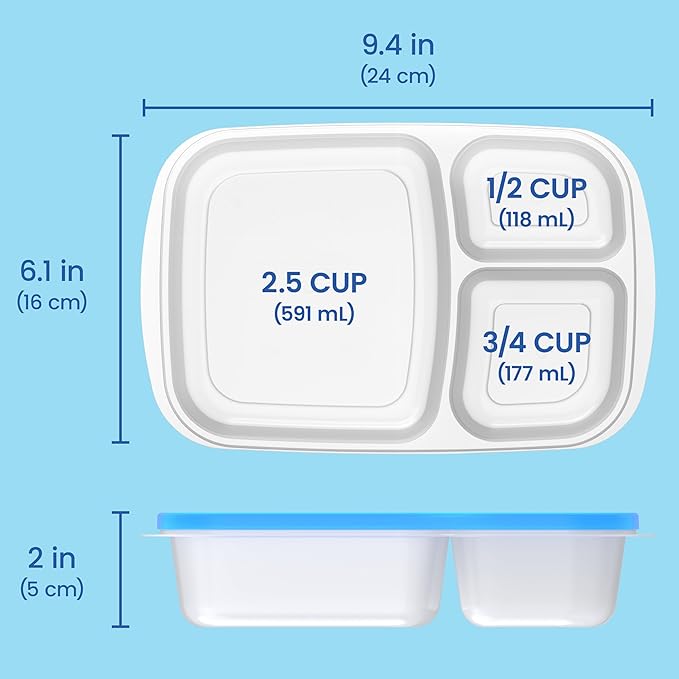 Bentgo Easyboxes - Original Stackable Lunch Boxes - Reusable 3-Compartment Food Containers for Kids and Adults - Bento Lunch Box for Meal Prep, School, & Work - BPA Free, Set of 10 (Classic)