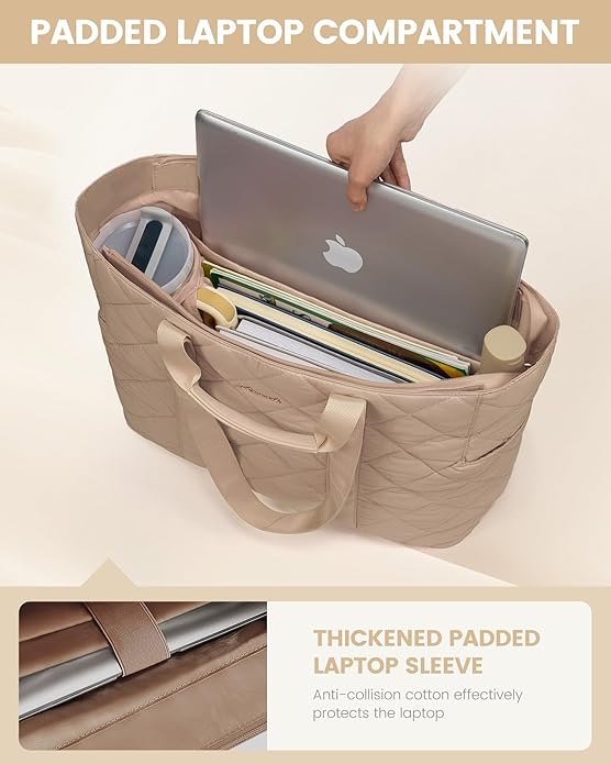 LOVEVOOK Tote Bag for Women,Light Puffer Tote Bag with Multi-pockets,Stylish Carry on Laptop Bags for Daily,Travel,Work,Gym | with Multi-pockets, Stylish, Carry on, for Daily, Travel, Work