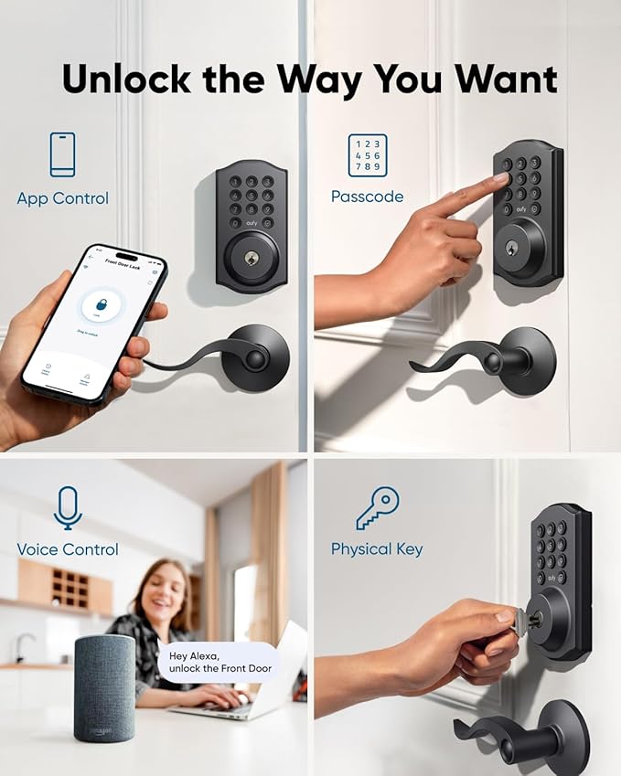 eufy Security Smart Lock C30, Keyless Entry Door Lock, Built-in WiFi Keypad Deadbolt for Front Door, No Bridge Required, Easy Installation, Reliable Power, Traditional, Black