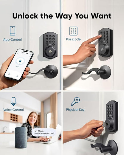 eufy Security Smart Lock C30, Keyless Entry Door Lock, Built-in WiFi Keypad Deadbolt for Front Door, No Bridge Required, Easy Installation, Reliable Power, Traditional, Black