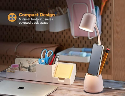 Bostitch Office LED2105-PNK Dimmable Lamp with Storage Cup, Three Brightness Levels, Touch Sensitive Dimmer, Energy-Efficient, Pink