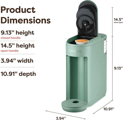 Keurig K-Mini Mate Single Serve K-Cup Pod Coffee Maker, Brews Up to 12 oz Cup, Compact Portable Coffee Machine for Small Spaces, Great for Dorms & Offices, Glamping Green