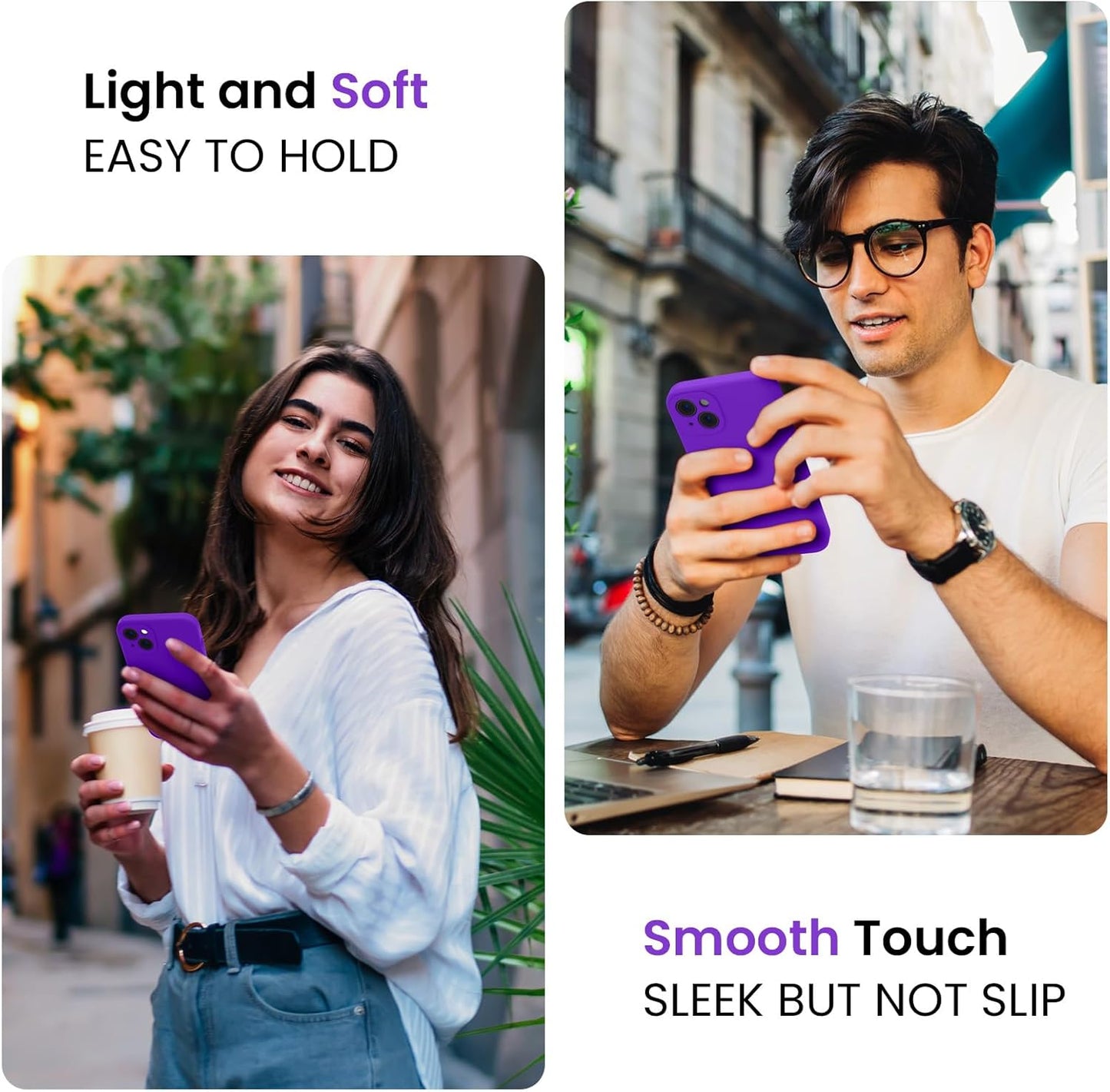 FireNova Designed for iPhone 14 Case, Silicone Upgraded [Camera Protection] Phone Case with [2 Screen Protectors], Soft Anti-Scratch Microfiber Lining Inside, 6.1 inch, Neon Purple