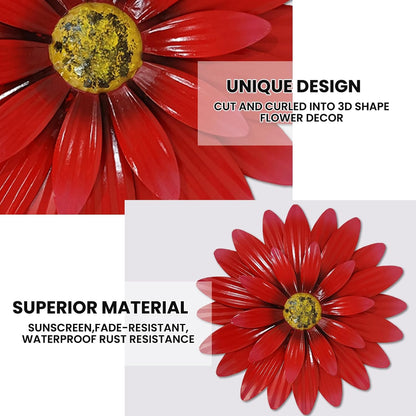 Metal Flowers Outdoor Decor 13" Metal Sunflower Wall Art Decorations Sunflower Wall Decor for Kitchen Living Room Porch Garden Yard
