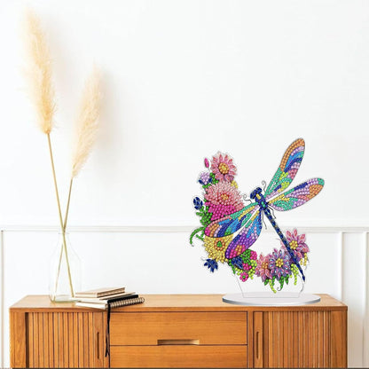Diamond Painting Kits for Adults Beginners, 5D Full Drill Dragonfly Crystal Art Desktop Ornament, DIY Single Sided Home Office Desk Decor, Creative Craft Gift Set with Tools