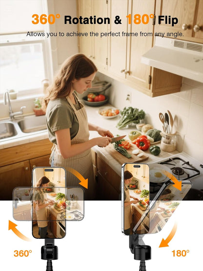 𝟐𝟎𝟐𝟓 𝐔𝐩𝐠𝐫𝐚𝐝𝐞𝐝 for Magsafe Tripod for iPhone,65”Extendable Strong Magnetic Selfie Stick for iPhone with Remote,Portable Cell Phone Tripod Stand for Vlogging Video Vacation Travel Essentials