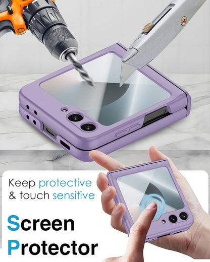 STORMTAL for Samsung Galaxy Z Flip 6 Case/Z Flip 7 FE Case, Hinge Protection, Built-in Screen Protector, Wireless Charging, Slim Rugged Phone Protective Case for Galaxy Z Flip 6 Purple