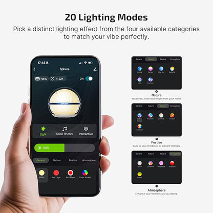 OLIGHT Sphere Smart Night Light, 75 lumens Stepless Dimming Table Lamp Bundle with 90 Lumens i3E EOS PMMA TIR Lens AAA Flashlight
