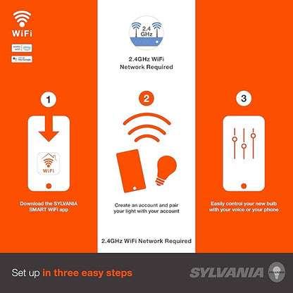 Sylvania WiFi LED Smart Light Bulb, 65W Equivalent Dimmable Soft White BR30, Works with Alexa and Google Home Only - 4 Pack (75689)