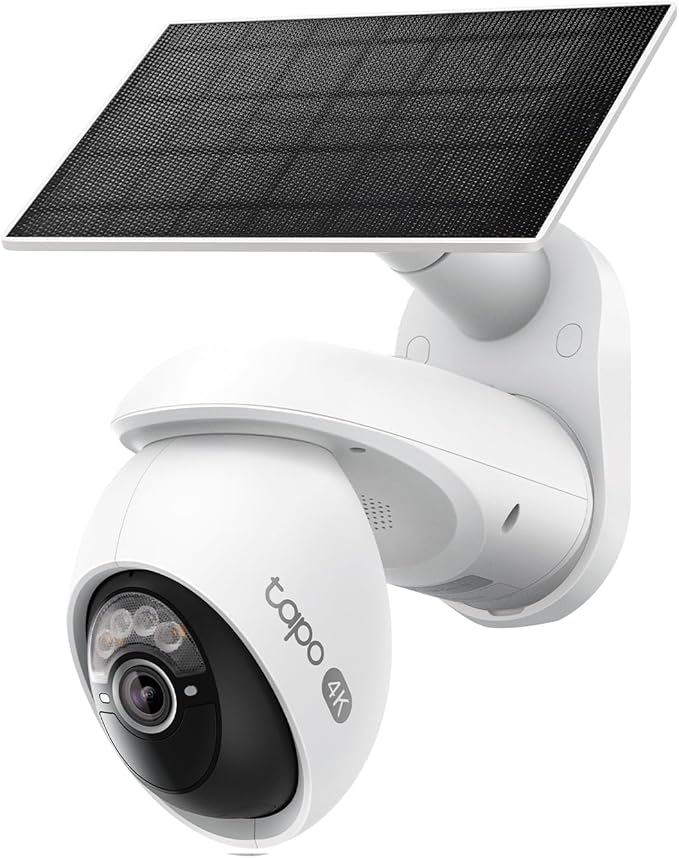 Tapo 4K Outdoor Pan/Tilt Wireless Security Camera - Battery with Solar Charging, 360° Motion Track, 24/7 Capture, Person/Vehicle Detection, Subscription-Free Local Storage or Optional Cloud, C660 KIT