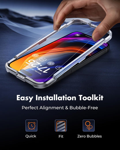 UNBREAKcable 2-Pack Screen Protector for iPhone 15 Pro, Double Shatterproof Tempered Glass [Easy Installation Frame] [9H Hardness] [99.99% HD Clear] [Case Friendly] for iPhone 6.1 inch