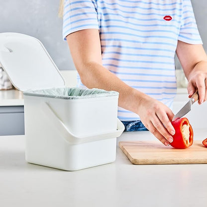 Minky Homecare Kitchen Compost Bin – Countertop Food Waste Caddy with Easy Wipe Clean Interior – Made in The UK - 3.5L (0.9 gal.) (White)