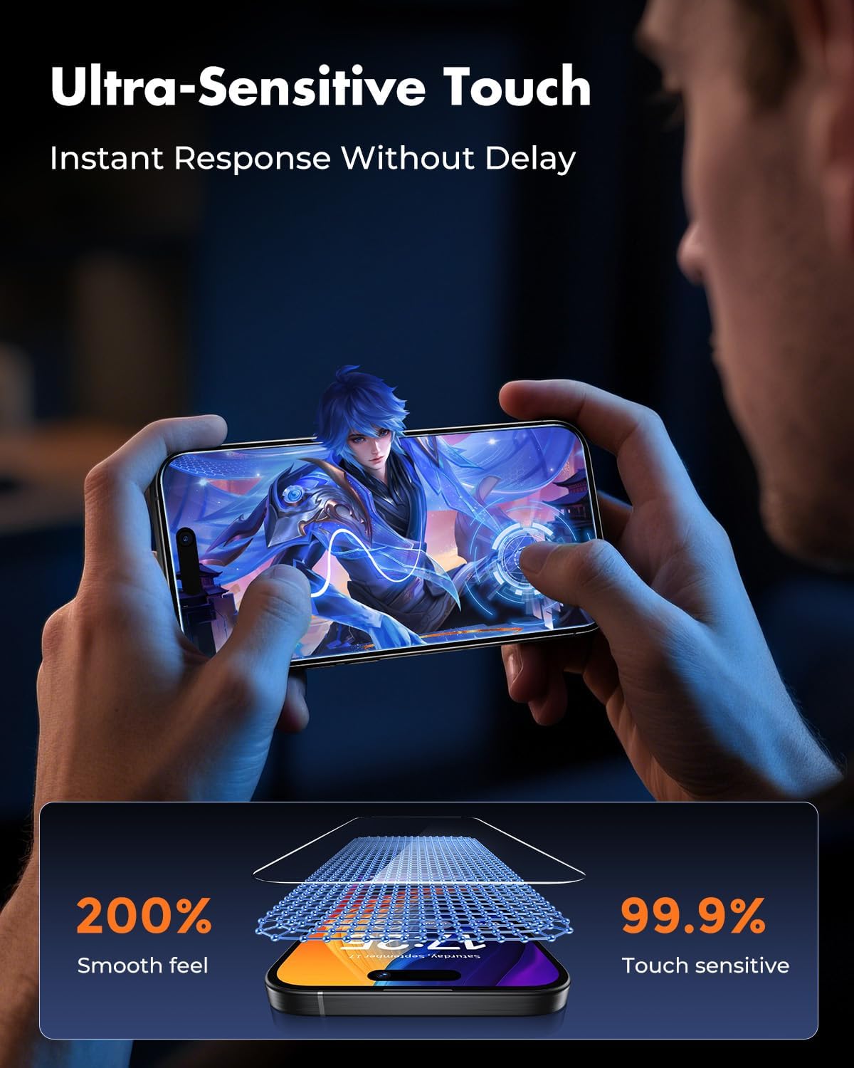 UNBREAKcable 2-Pack Screen Protector for iPhone 15 Pro, Double Shatterproof Tempered Glass [Easy Installation Frame] [9H Hardness] [99.99% HD Clear] [Case Friendly] for iPhone 6.1 inch