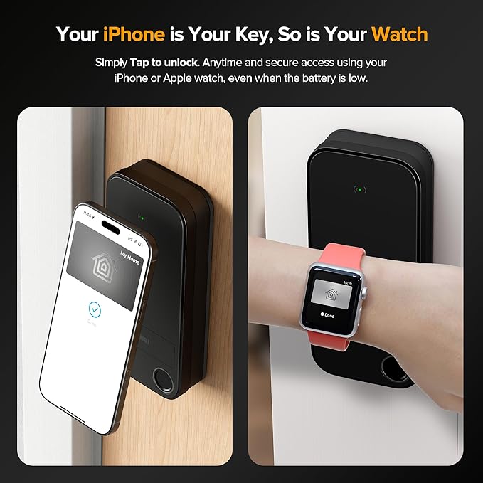 X1 Apple Home Key Lock, iOS ONLY Smart Keyless Entry HomeKit Door Lock with Fingerprint, Keypad Deadbolt Lock Works with HomeKit Over Thread (Border Router Required), IP65 Weatherproof, Black