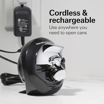 Hamilton Beach Walk 'n Cut Electric Can Opener for Kitchen, Use On Any Size, Automatic and Hand-Free, Cordless & Rechargeable, Easy Clean Removable Blade, Black (76501G)