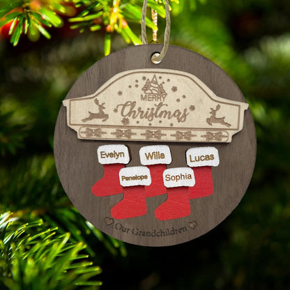 2025 Christmas Ornaments Personalized Christmas Family Name Ornaments,Custom Stocking Wooden Christmas Ornament Family of 2/3/4/5/6/7/8,Customized Xmas Ornament Tree Deorations,Personalized Gifts