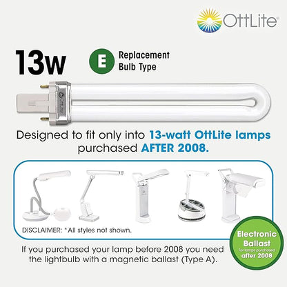 OttLite 13W Slimline Desk Lamp - Home, Office, Bedroom, or Reading (Black)