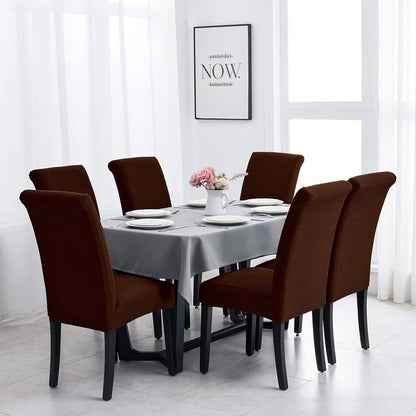 Joccun Chair Covers for Dining Room Set of 6,Dining Chair Slipcovers Stretch Dining Room Chair Covers Seat Protector,Washable Parsons Chair Cover for Home,Hotel(Chocolate,6 Pack)