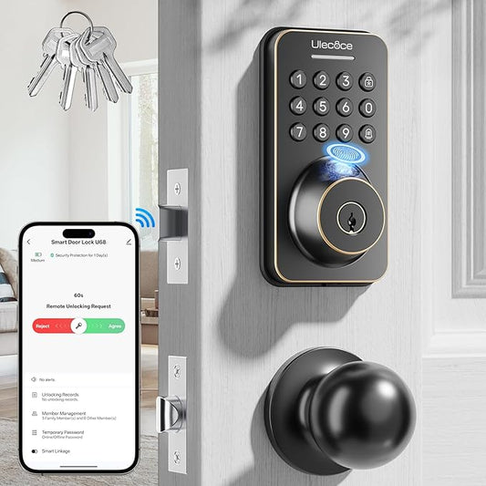 Keyless Entry Door Lock with Handle Set - Built-in WiFi, App Control & Doorbell, Electronic Keypad Deadbolt with One-Time Code, Auto-Locking, Easy to Install, Oil Rubbed Bronze