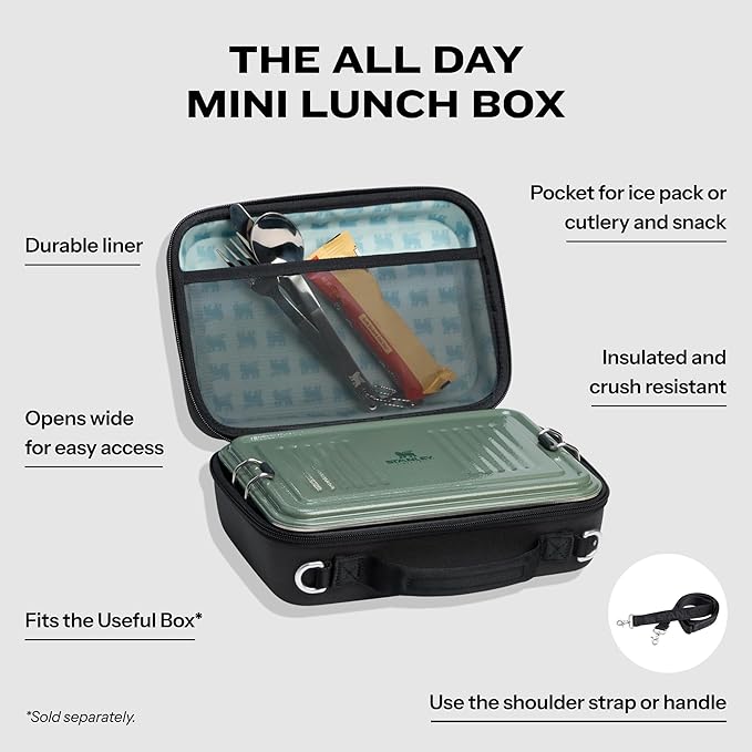 STANLEY All Day Mini Lunch Box | 4.2-quart | EVA Insulated Lunch Bag | Crush Resistant | Adjustable Strap | BPA-Free | Black