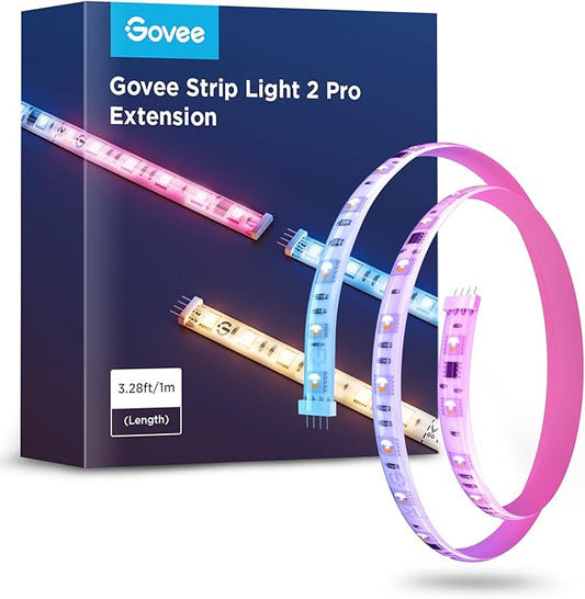Govee RGBIC Strip Light 2 Pro, 3.28ft LED Lights Extension Without Plug, DIY Multiple Colors on One Line, Smart LED Strip Lights for Bedroom, Studio, Cabinet, Upgraded RGBICWW, Home Decor