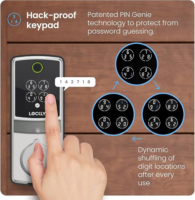 Lockly Secure Pro (Latest Version), Smart Lock with Built-in Wi-Fi, New-Gen Fingerprint Door Lock, Keyless Entry Deadbolt, PIN Genie Keypad, Auto Lock, App Remote Control, Easy Installation