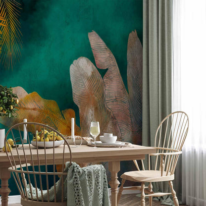 artgeist Wall Mural Jungle 116x83 in - XXL Peel and Stick Self-Adhesive Wallpaper Removable Large Sticker Foil Wall Decor Print Picture Image Design Leaves Green Yellow Nature b-A-0825-a-a