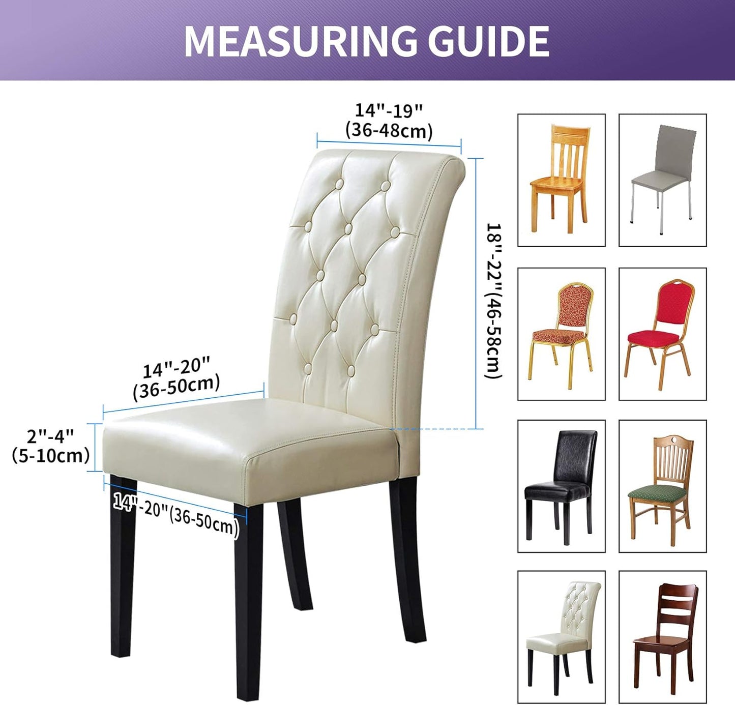 Joccun Chair Covers for Dining Room Set of 2,Dining Chair Slipcovers Stretch Dining Room Chair Covers Seat Protector,Washable Parsons Chair Cover for Home,Hotel(Parmesan,2 Pack)