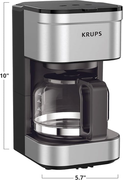 KRUPS Simply Brew Compact 5 Cup Coffee Maker: Stainless Steel Design, Pause & Brew, Keep Warm, Reusable Filter, Drip-Free Carafe (Pack of 4)
