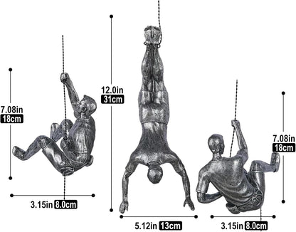 Large Set of 3 Climbing Men Wall Art Decor Sculpture,Nordic Modern Simplicity Decorative Wall Art, Climbing Man Sculptures,Home & Office Climber Gifts