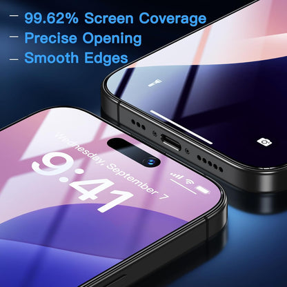 Uyiton Compatible with iPhone 16 Screen Protector (Anti-Blue Light) - [Easy to Install] Shatterproof Full Coverage [Case Friendly] 9H Tempered Glass Screen Protector for iPhone 16, 2 Pack