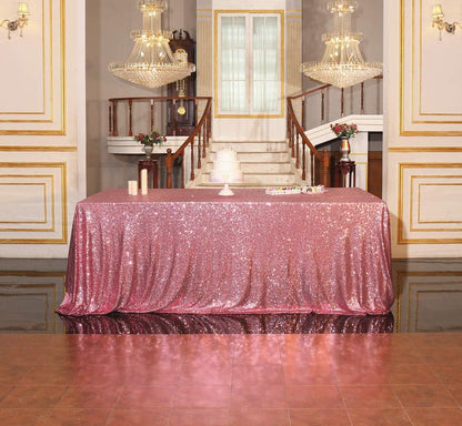 SquarePie Sequin Tablecloth 90 x 156 Inch Fuchsia Pink Sparkly Table Linen for Wedding Party