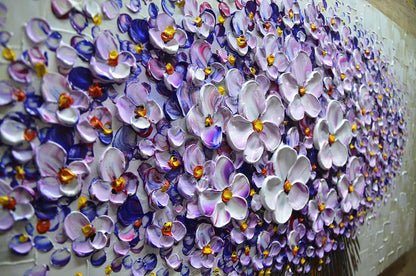 V-inspire Art, 24x48 Inch Modern Canvas Art Textured Purple Flower Oil Painting Contemporary Artwork Floral Hangings Stretched and Framed Ready to Hang Wall Decoration Abstract Painting