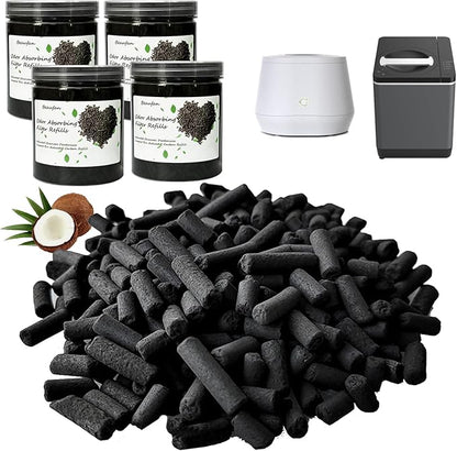 4 Canisters Odor Absorbing Carbon Filter Refills for Smart Waste Kitchen Composter, 12-Month Supplement, Replacement Activated Charcoal Filters Compatible with Electric Countertop Compost Bin, 1.55 LB