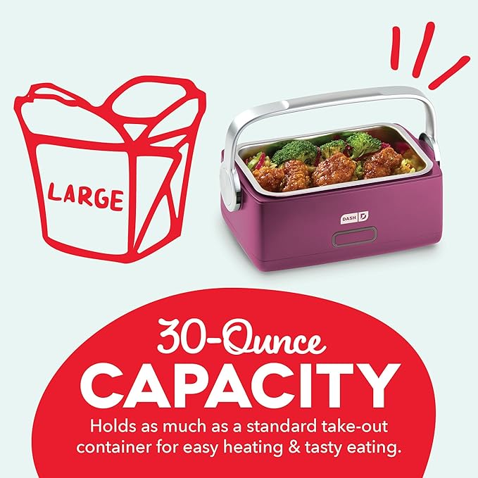 DASH Hot2Go™ Personal Food Warmer (30 Ounces, with spoon & fork) - Berry