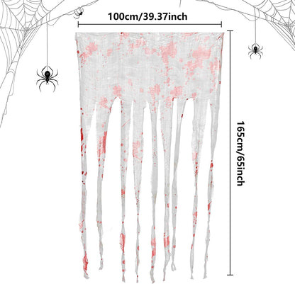 Sfcddtlg 4 Pcs Halloween Doorway Curtain- 65 x 39 Inch Decorations Door Curtain with Bloody Prints- Bloody Creepy Cloth for Halloween Party Haunted House Entrance Decoration