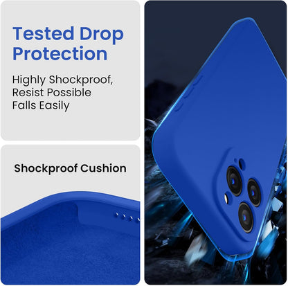 FireNova Designed for iPhone 15 Pro Case, Silicone Upgraded [Camera Protection] Phone Case with [2 Screen Protectors], Soft Anti-Scratch Microfiber Lining Inside, 6.1 inch, Klein Blue