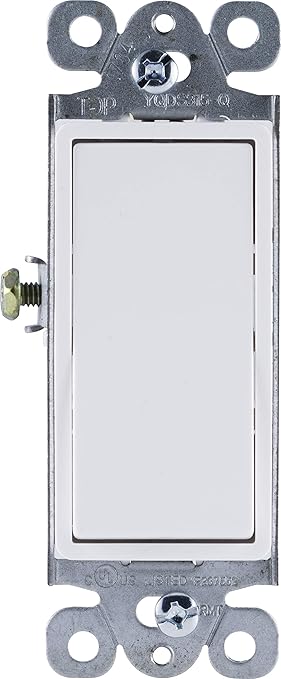 GE Grounding Paddle Rocker Switch 5 Pack, Single Pole, in Wall On/Off Power Switch Replacement for Ceiling Fans & Lights, 15 Amp, Great for Home, Office & Kitchen, UL Listed, White, 44017