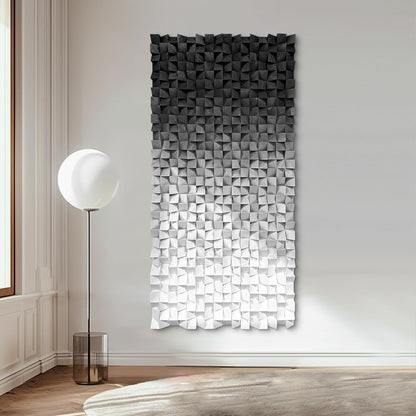 LIUZEYUE - Wooden Block Stereoscopic Painting Geometric Modeling Wall Decoration 3D Wooden Artwork Living Room Bedroom Background Wall Office Decoration Black and White Gradient 39.4 x 78.7 inches