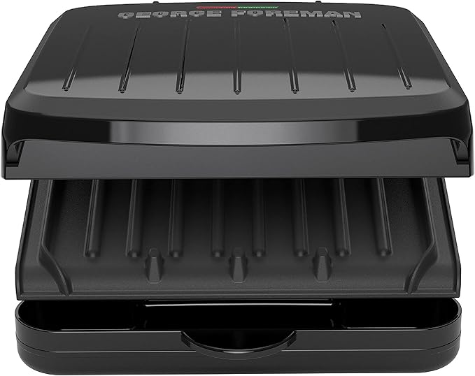George Foreman 2-Serving Classic Plate Electric Indoor Grill and Panini Press,Black,GRS040B,(Pack of 2)