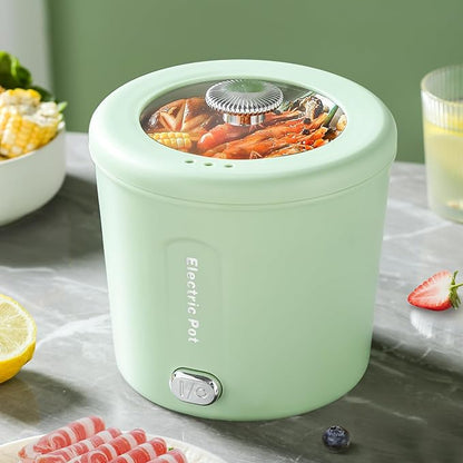 Hot Pot Electric, 1L Mini Ramen Cooker, 450W Rapid Noodles Cooker, Multifunctional Electric Pot for Cooking Pasta, Soup, Portable Pots with Over-Heating Protection for Dorm, Office, Travel