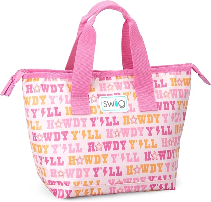 Swig Life Lunchi Lunch Box, Waterproof and Insulated Lunch Box for Women with Wide Bottom, Zipper Closure, Back Pocket and Top Handle in Howdy Yall