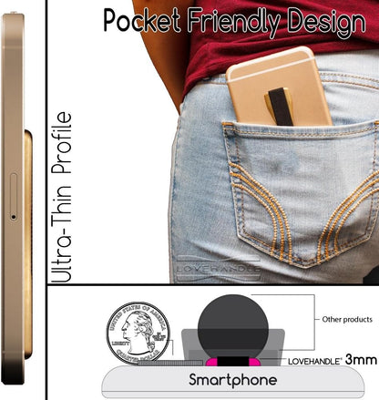 LOVEHANDLE Phone Grip - Universal Phone Strap and Phone Grips for Back of Phone - Convenient Cell Phone Holder for Hand That Fits Most Smartphones and Mini Tablets - Made in The USA