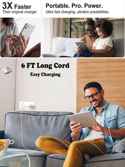 iPhone Charger Fast Charging,iPhone Fast Charger 2Pack Type C Fast Charger Block Plug Adapter 6FT USB-C to Lightning Cable Cord for iPhone 14/13/13 Pro/12 Pro/12 Pro Max/11/Xs Max/XR/X/SE,iPad,AirPods