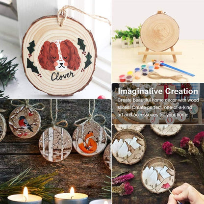 AerWo Natural Wood Slices Christmas Ornaments, 50 Pcs 2.7-3.1 Inches Small Wood Slices with Holes, Round Plain Wooden Circle Ornaments Blanks for DIY Crafts Unfinished Xmas Wooden Ornament