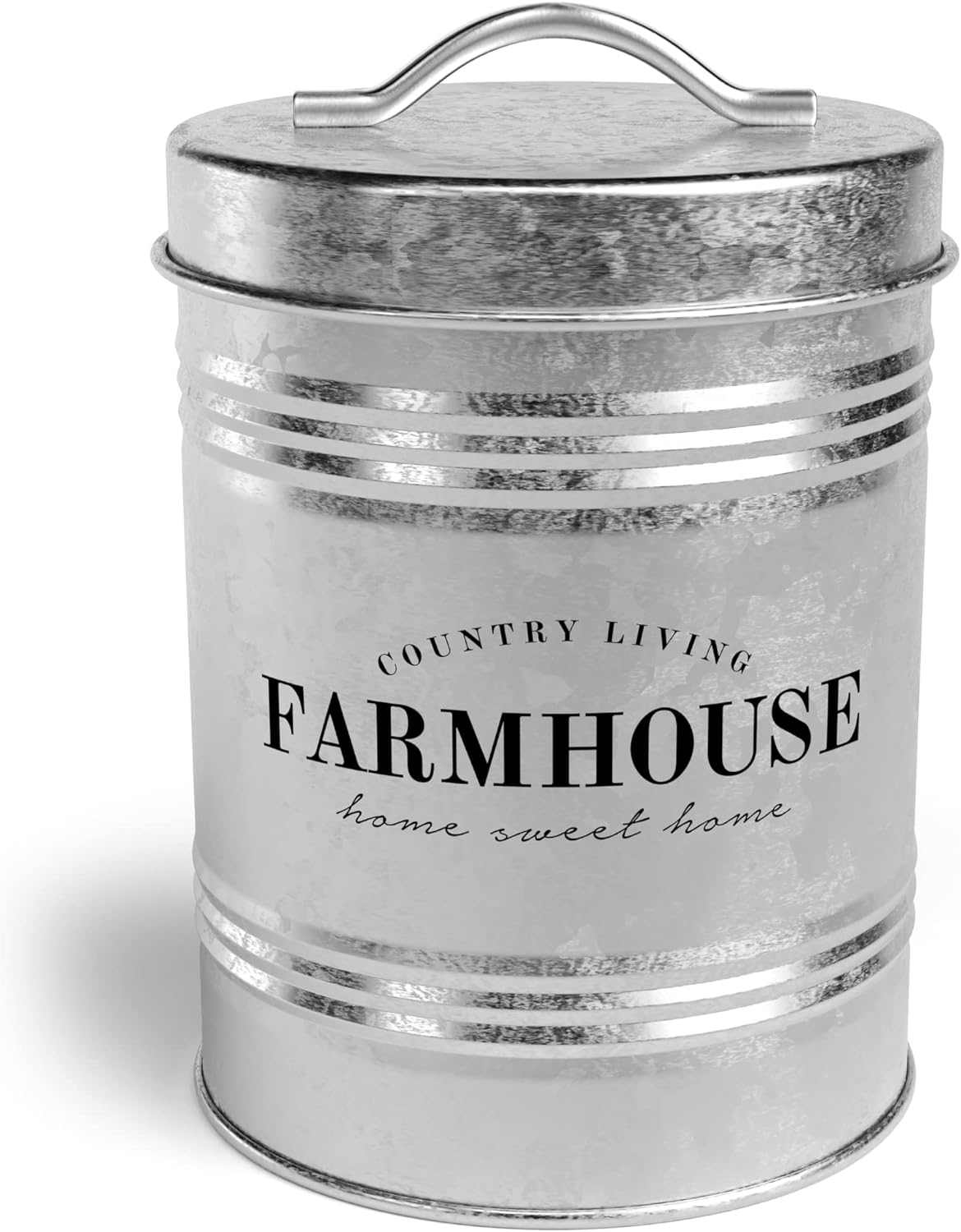 Amici Home Farmhouse Galvanized Canister | Dry Food Storage Container | Airtight Lid | 76 Oz Capacity | Farmhouse Décor | Rustic Metal Canister for Kitchen Countertop