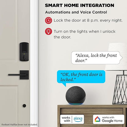 Kwikset Halo Wi-Fi Smart Lock, Keyless Entry Front Door Touchscreen Deadbolt, Matte Black Finish, Grade AAA Certified, UL Listed, Easy Install No Hub, App Control