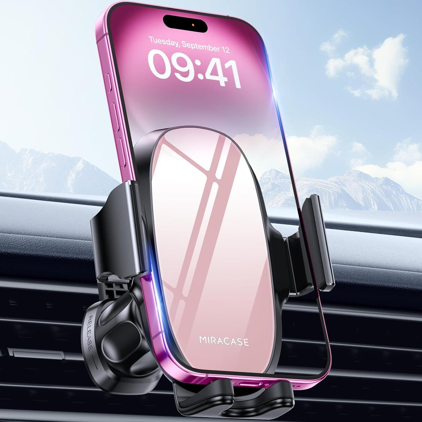 Miracase Upgraded-2nd Generation Universal Phone Holders for Your Car, Hands Free Air Vent Car Phone Holder Mount Compatible with iPhone 16/15/14/13/12/11 Series and All Phones