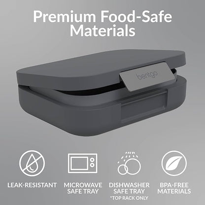 Bentgo Modern - Adult & Teen Bento Lunch Box; 3-4 Compartments, Leak-Resistant, 5.5 Cup Capacity/44 fl oz, Improved Locking Clips, Reusable, BPA-Free, Dishwasher/Microwave Safe Tray (Dark Gray)